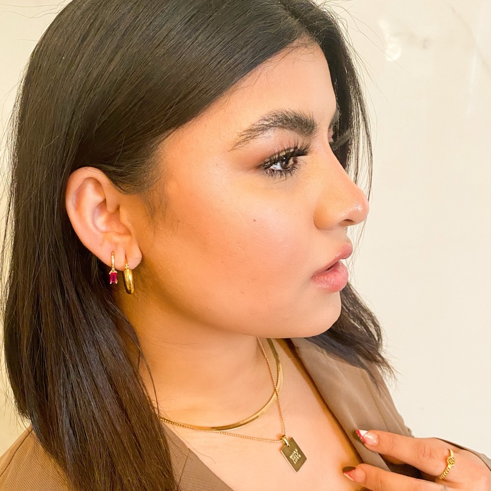 18K Gold Plated Chunky Mini Hoops - Picture 4 of 6